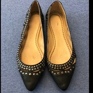 Frye Regina Disc Black Leather w/Silver Studding 8